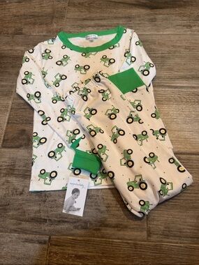 Magnolia Baby Green Tractor Pajama Set for Kids